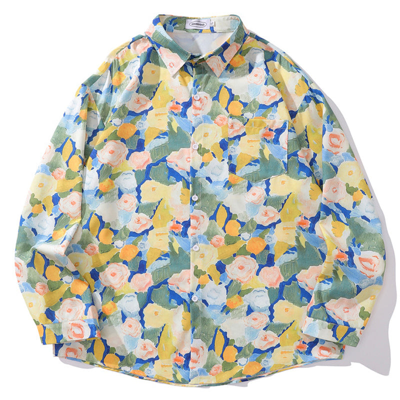 New Spring Vintage Oil Painting Graffiti Long Sleeve Shirt