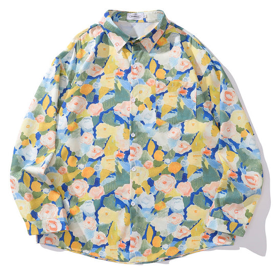 New Spring Vintage Oil Painting Graffiti Long Sleeve Shirt