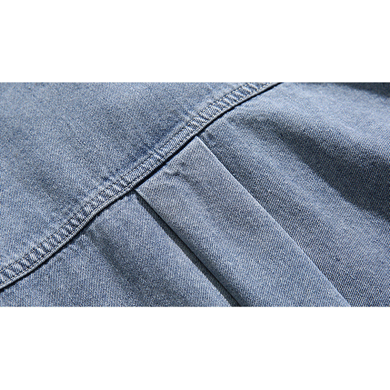 American casual denim pocket long sleeve shirt