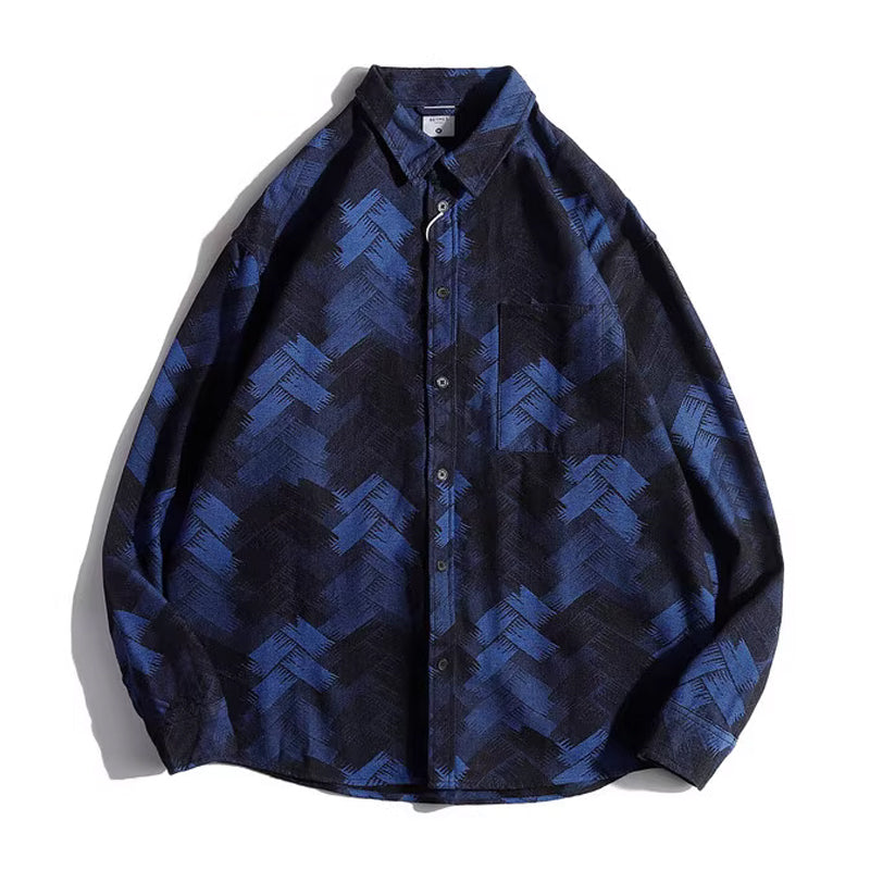Paint print long sleeve denim shirt available in 3 colors