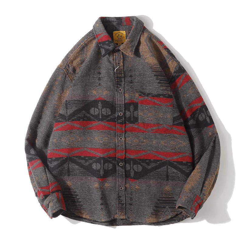 Navajo jacquard tweed long-sleeved shirt