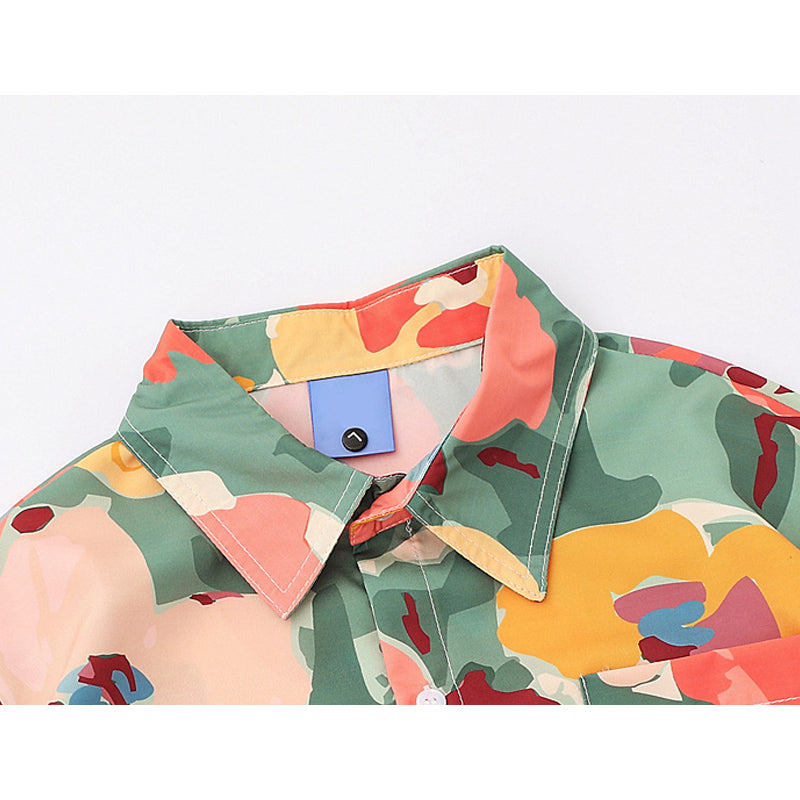 New for summer: Oil painting style floral short sleeve shirt