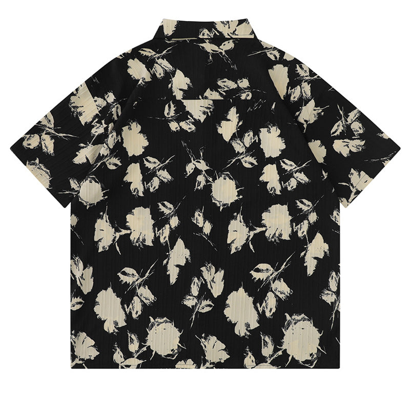Retro floral short-sleeve Hawaiian quick-drying shirt