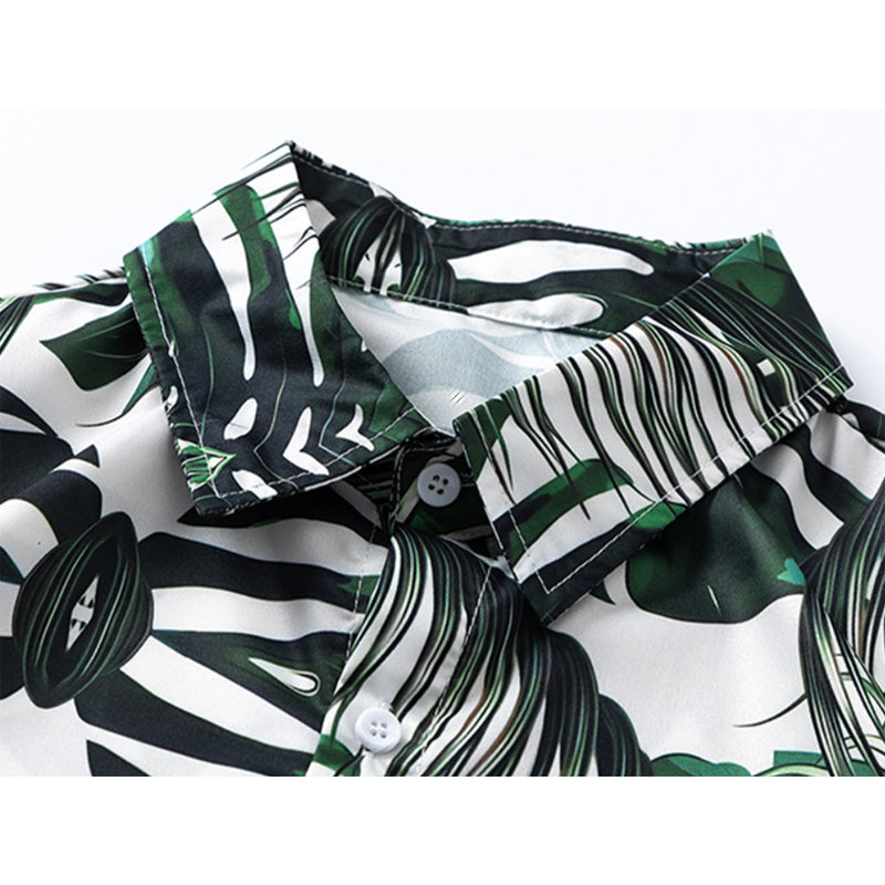 Leaf print short sleeve shirt