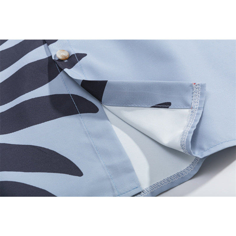 Animal and plant print short-sleeved shirt