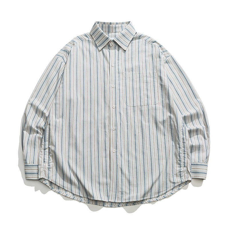 Luxurious classic striped long-sleeved work shirt