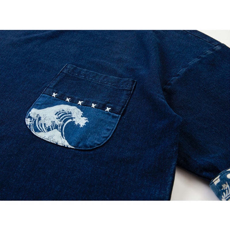 神奈川沖波裏ポケ 藍染Tシャツ