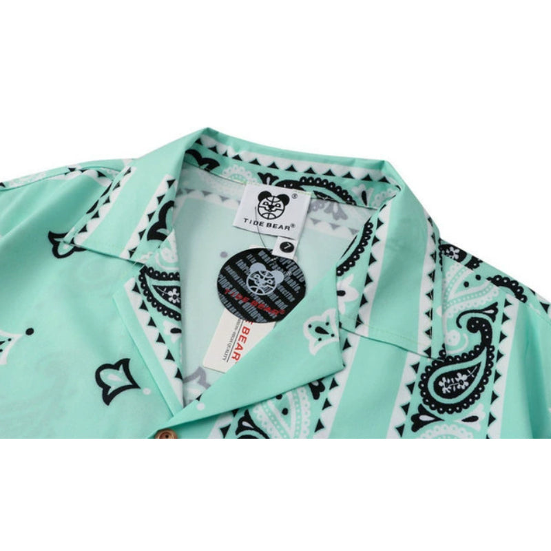 New Summer Cashew Nuts Short Sleeve Shirt + Shorts 2-Piece Set