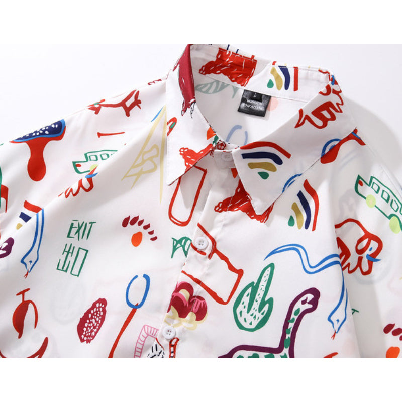 New for summer: Graffiti print short-sleeved shirt