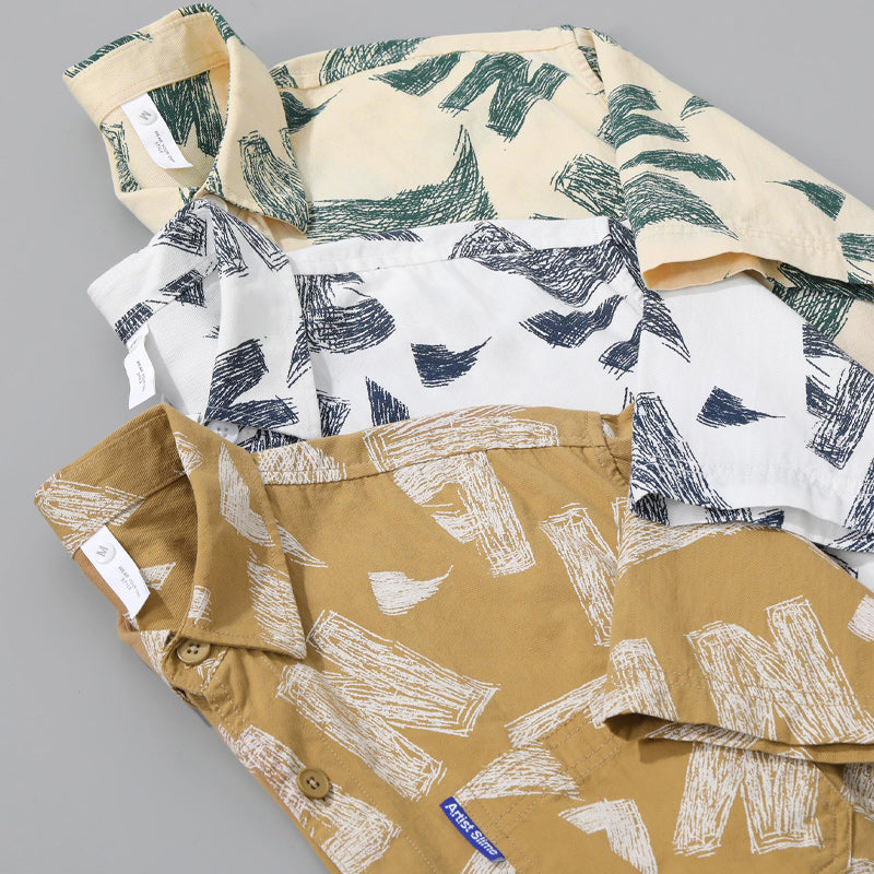 Alphabet print aloha shirt