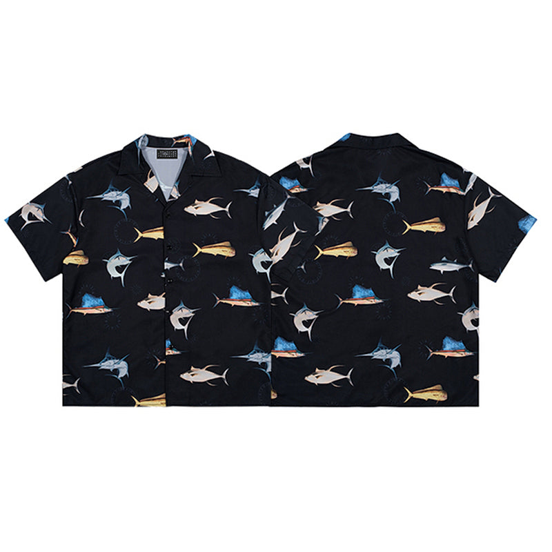 New for summer: Fish print short-sleeved shirt