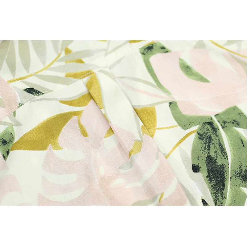 Cuban-colored floral print aloha shirt