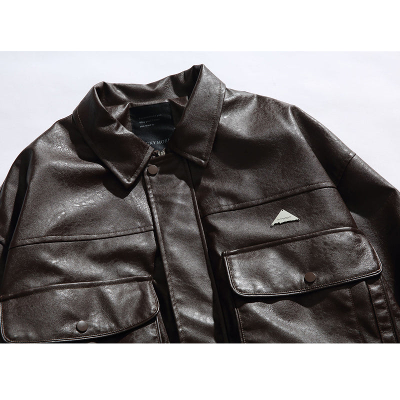 cityboy Cargo Men's Autumn Outdoor Leather Jacket, Waterproof and Windproof, for Commuting
