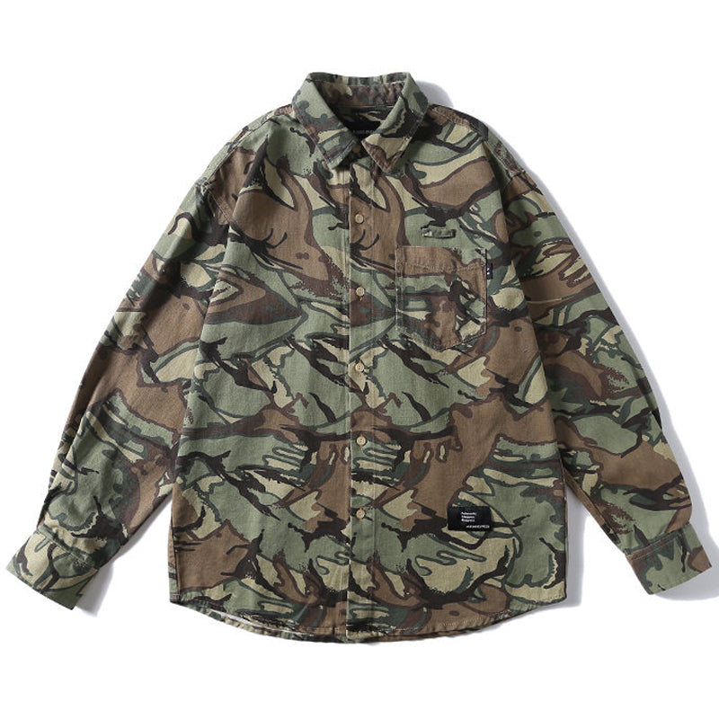 Military camouflage twill work shirt
