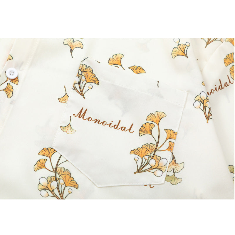 Fresh Leaf Print Short Sleeve Aloha Shirt