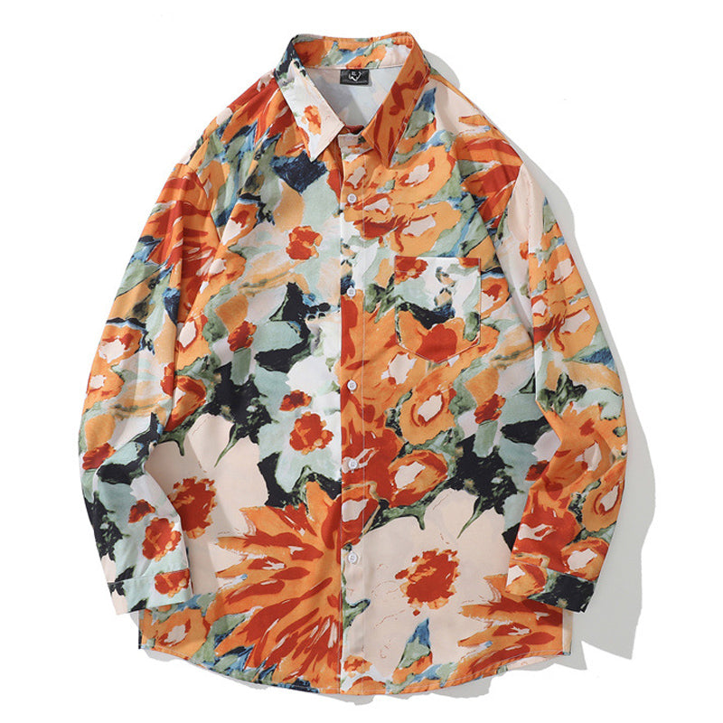 Spring New Arrivals Floral Print Long Sleeve Shirt