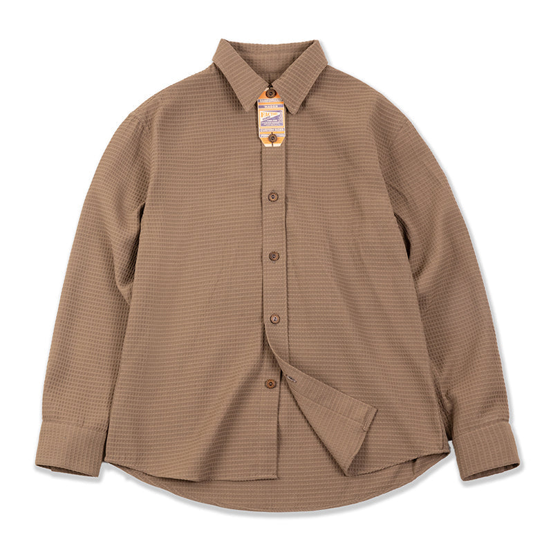 Two-tone waffle long-sleeved work shirt