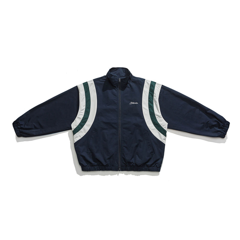 Vintage alphabet jacket with stand-up collar and zipper