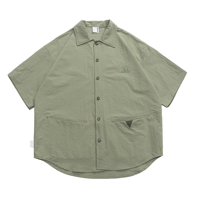 Retro Green Work Short Sleeve Shirt