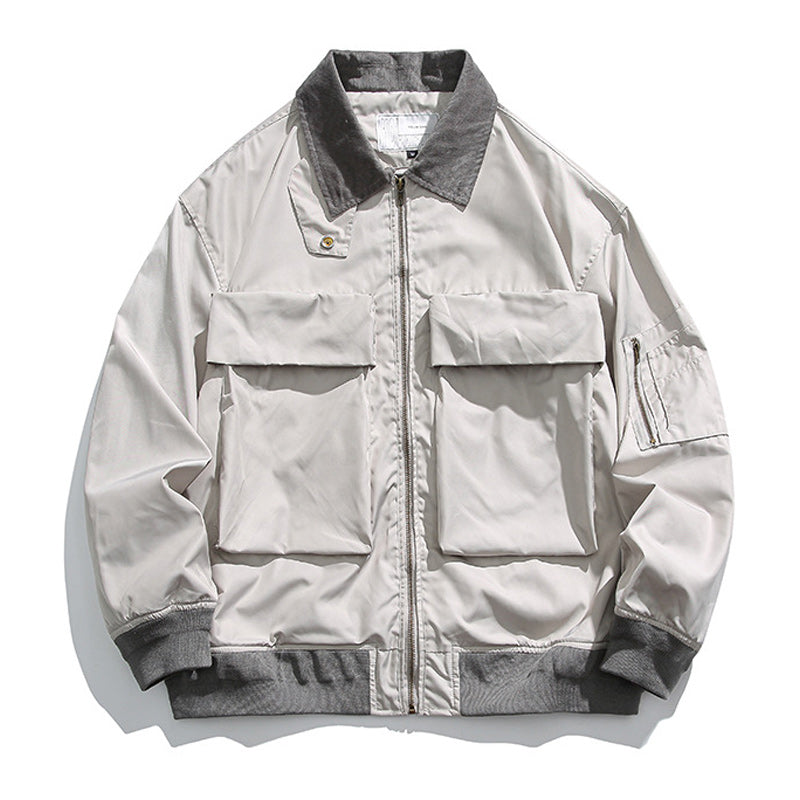 3D large pocket switch neck flight jacket