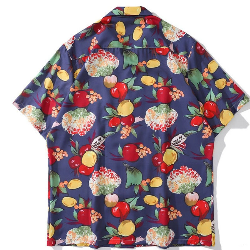 New summer cherry print short sleeve shirt