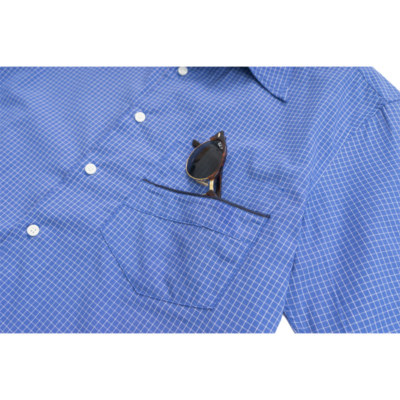 Cityboy classic blue plaid short-sleeved shirt