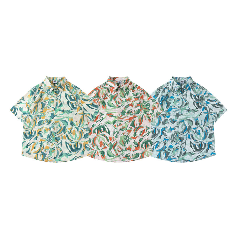 New for summer: Graffiti print short-sleeved shirt