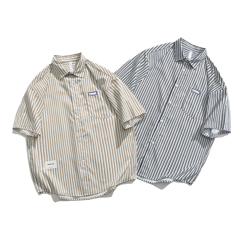 Classic striped pocket work shirt