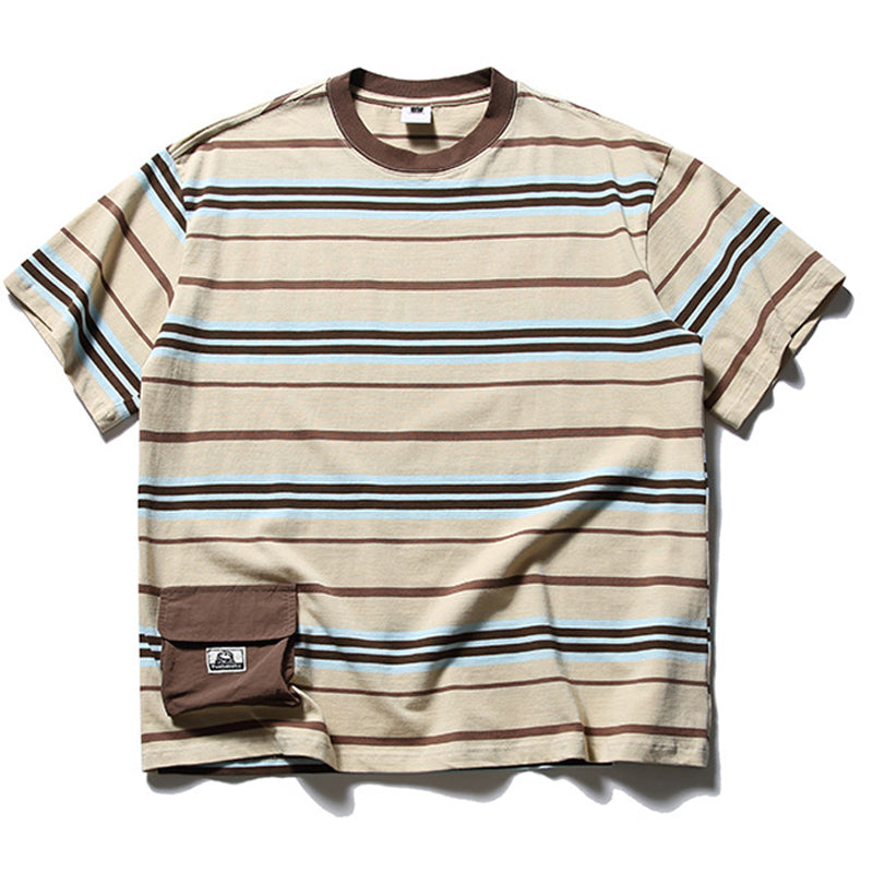 New summer 3D pocket striped T-shirt