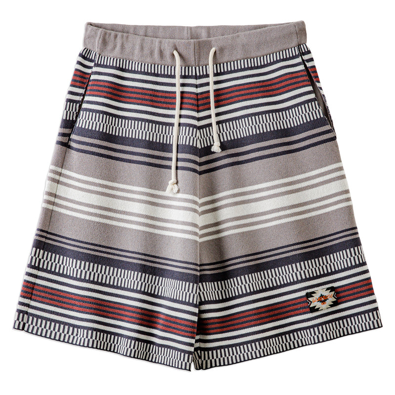 Ethnic striped intarsia beach shorts with Navajo tag