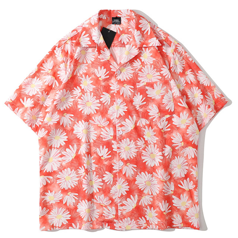 New for summer: Graffiti floral print short-sleeved shirt