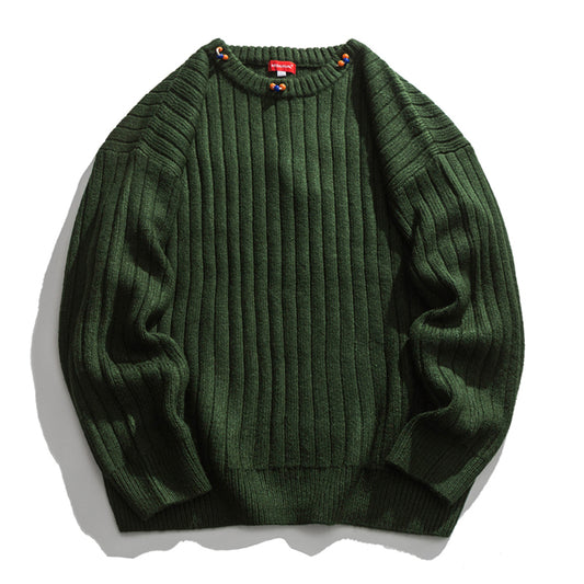 Knitted, plain, innerwear, round neck, ethnic-style sweater