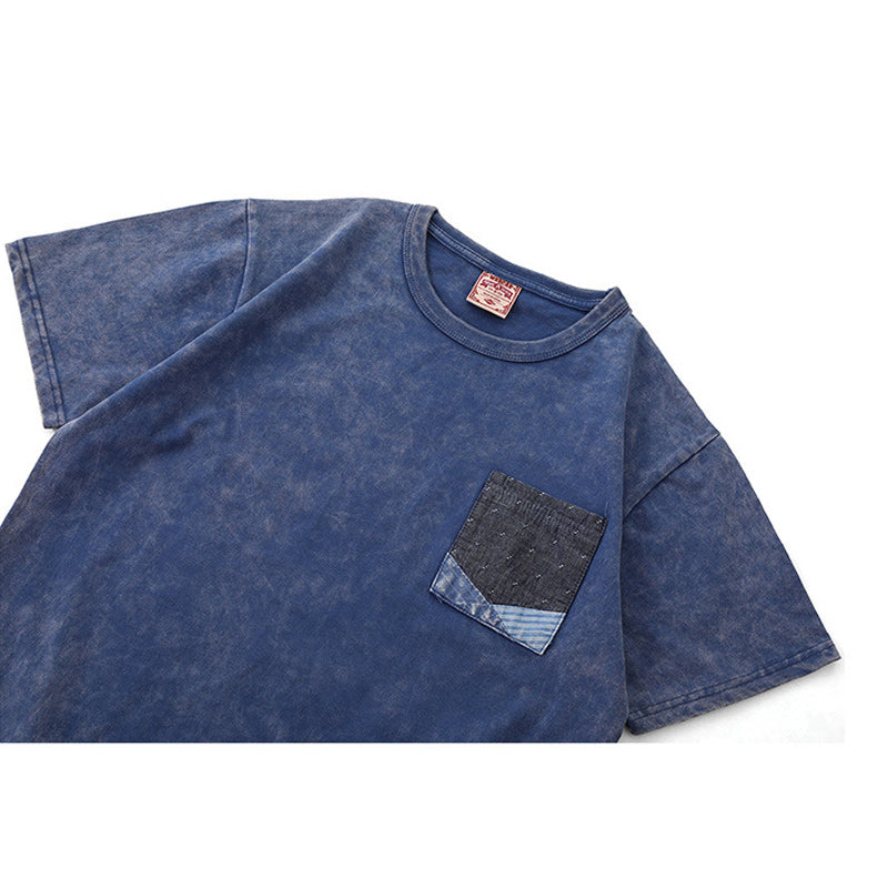 スノーウォッシュ加工 切替デニムポケットコットンTee