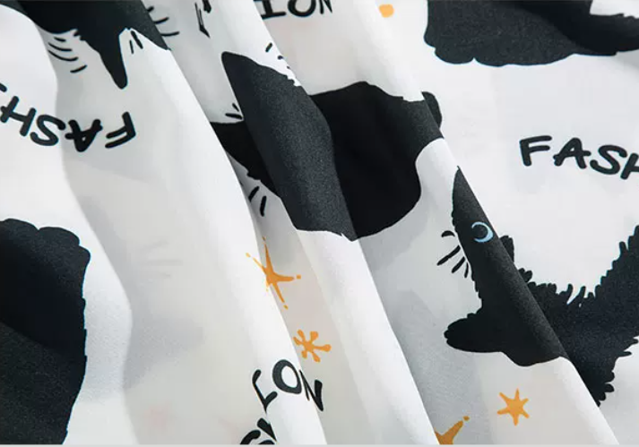 ゆったり感猫プリント半袖シャツ3色