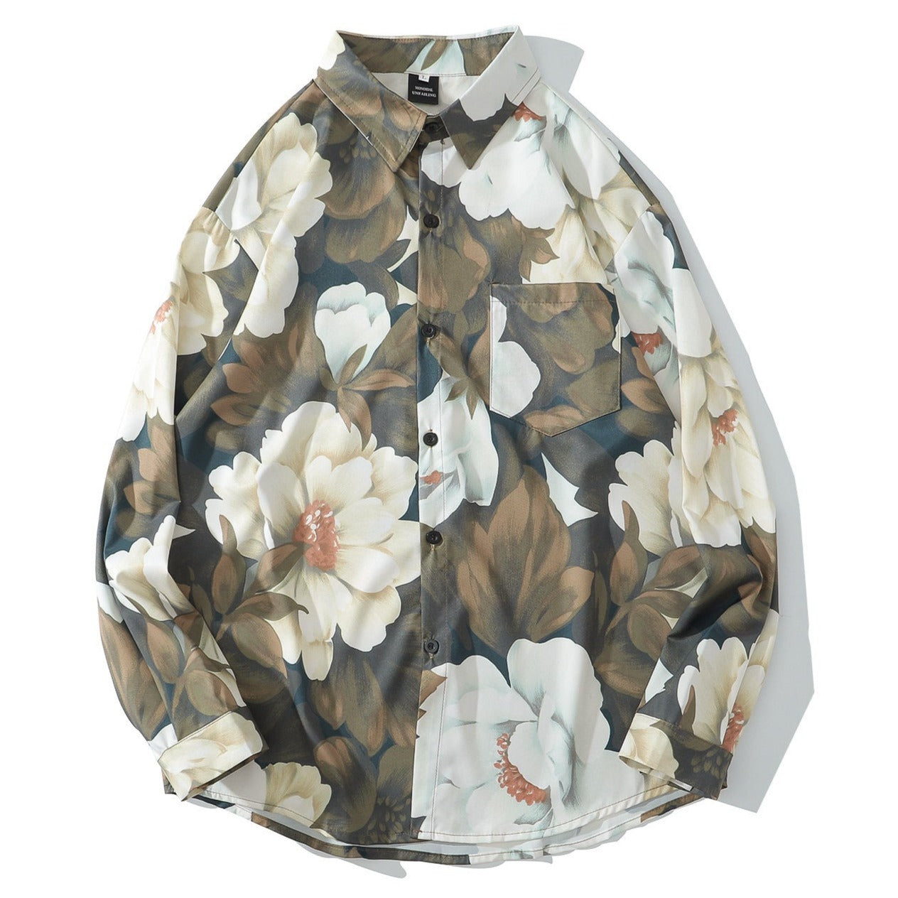 French Romantic Rose Print Long Sleeve Shirt