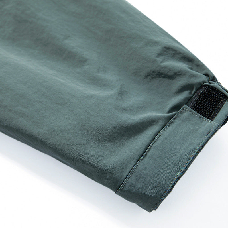 Solid color 3D multi-pocket hoodie cargo coat jacket