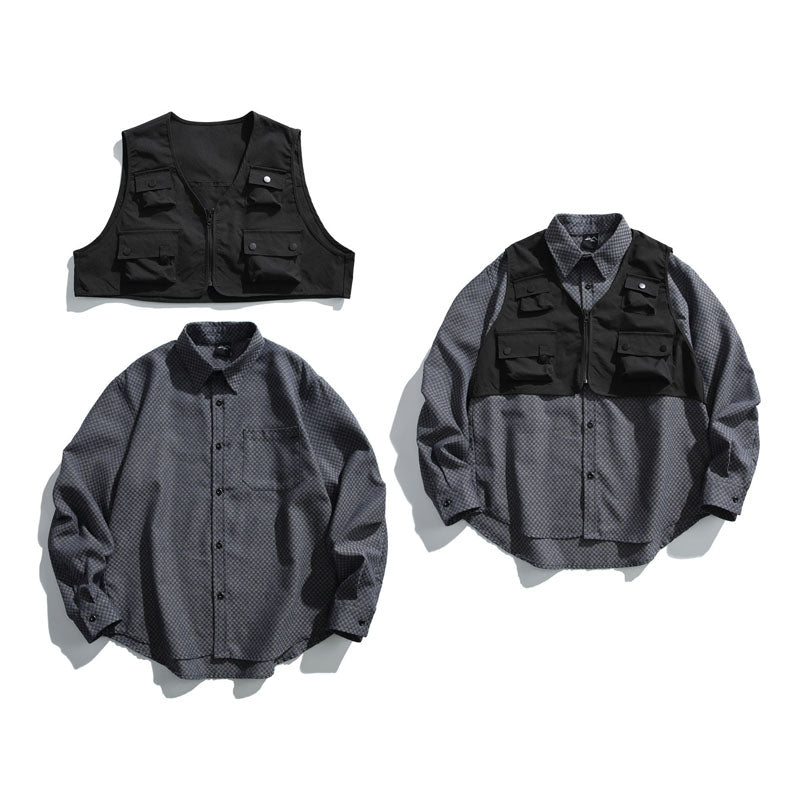 Retro Functional Detachable 2-Piece Shirt Vest