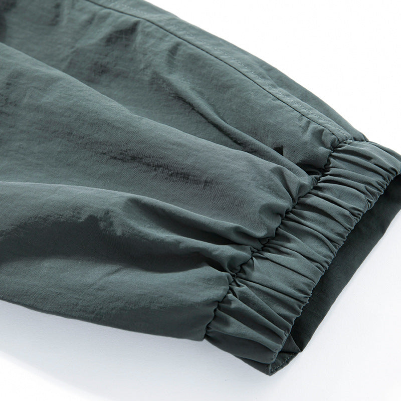 Solid color 3D multi-pocket hoodie cargo coat jacket