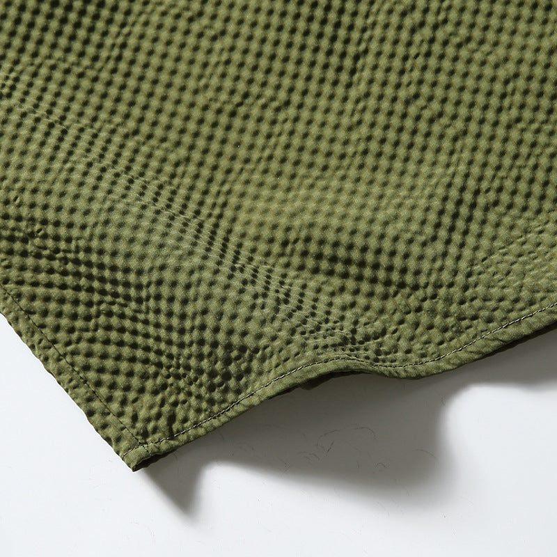 New summer multi-pocket plain short-sleeved shirt