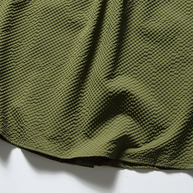 New summer multi-pocket plain short-sleeved shirt