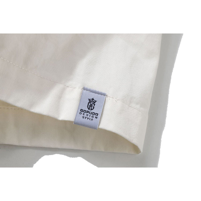 Retro plain large pocket work short sleeve shirt