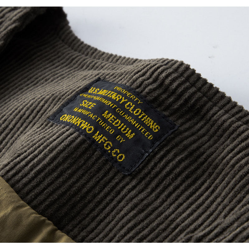 Solid color, multi-pocket, heavyweight corduroy cargo vest