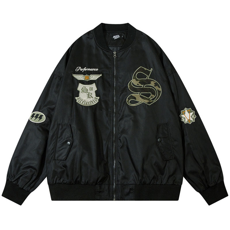 American casual embroidered alphabet flight jacket