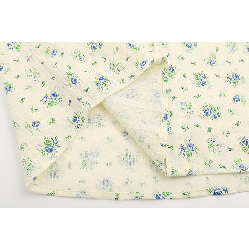 Hawaiian floral print short-sleeved aloha shirt