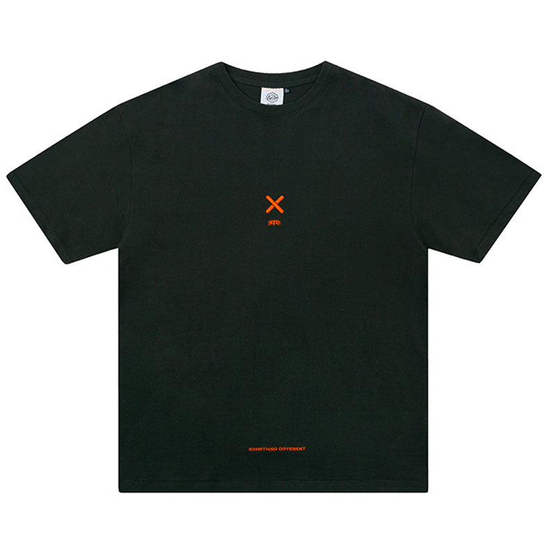 Embroidered alphabet casual short sleeve t-shirt