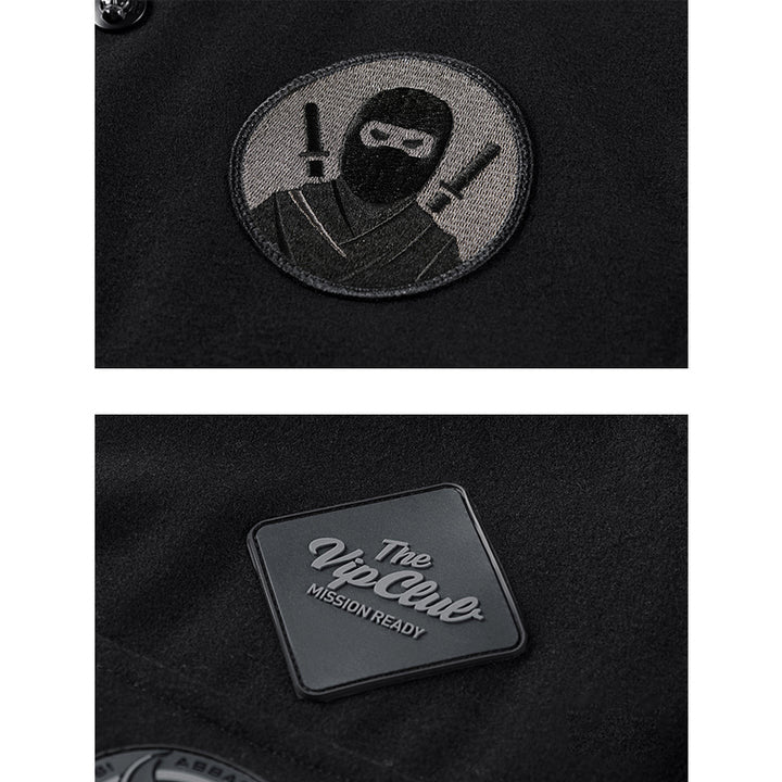 "Ninja darts" pattern embroidery Wool blend function award jacket