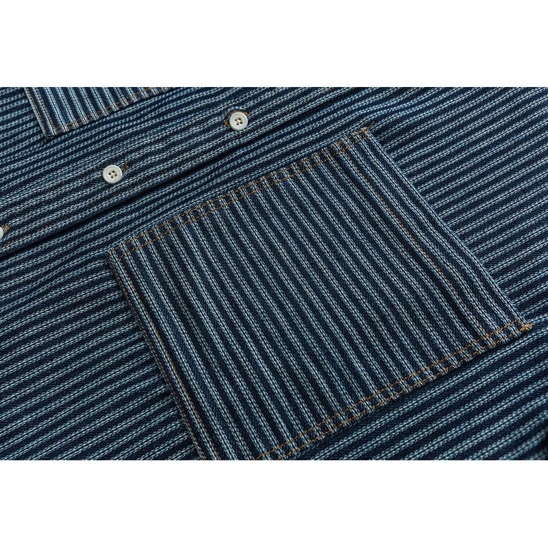 Blue Border Stripe Pocket Skipper Shirt