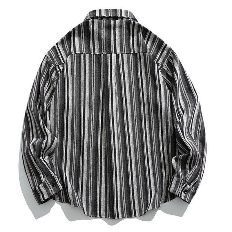 Striped long-sleeved shirt with pocket