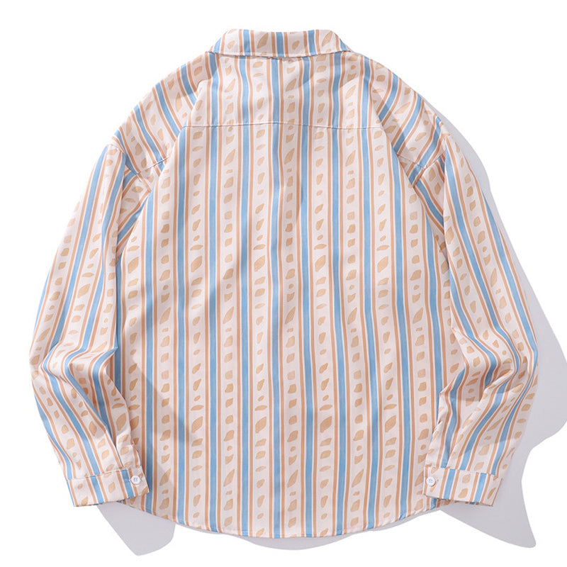 Spring New Vertical Striped Print Long Sleeve Shirt