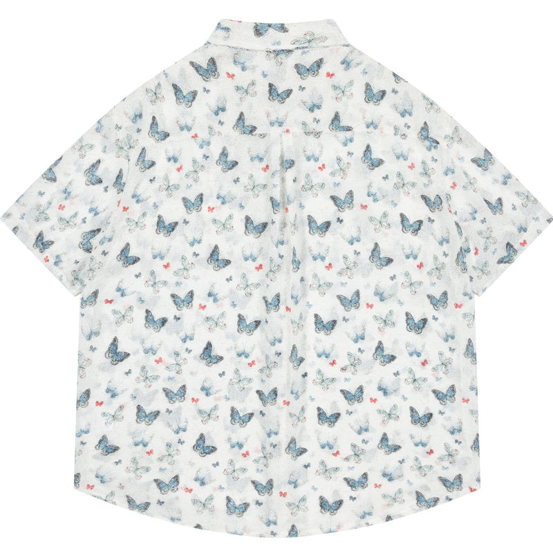 New for summer: Fringe butterfly print short-sleeved shirt